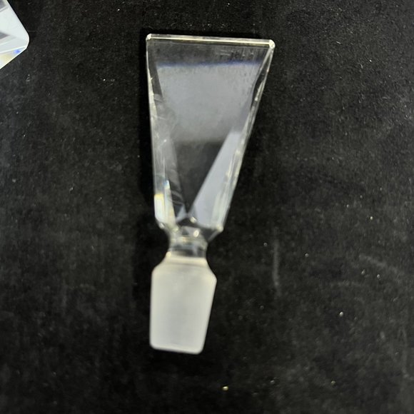 Vintage Clear Crystal Triangular Perfume Bottle w/ Stopper - Picture 6 of 8